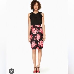NWT Kate Spade Black and Pink Floral Pencil Skirt